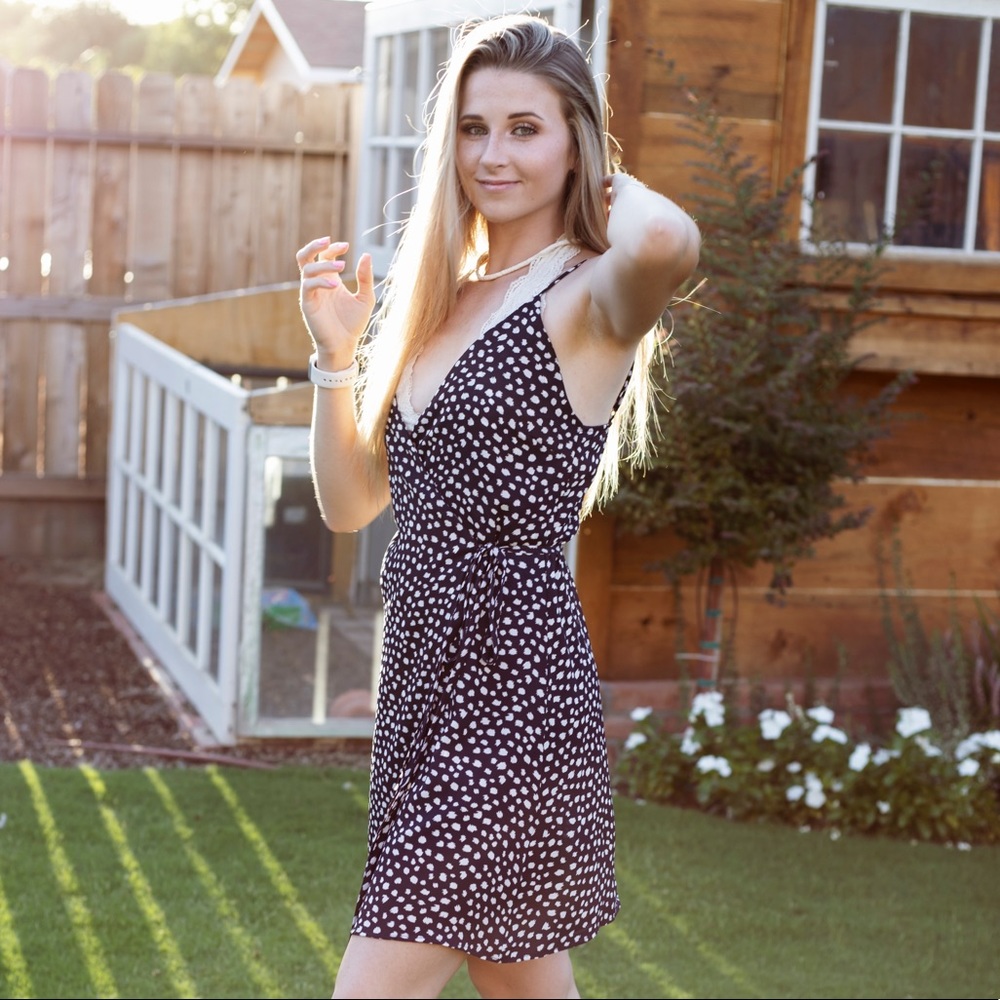 Polka Dot Mini Wrap Dress